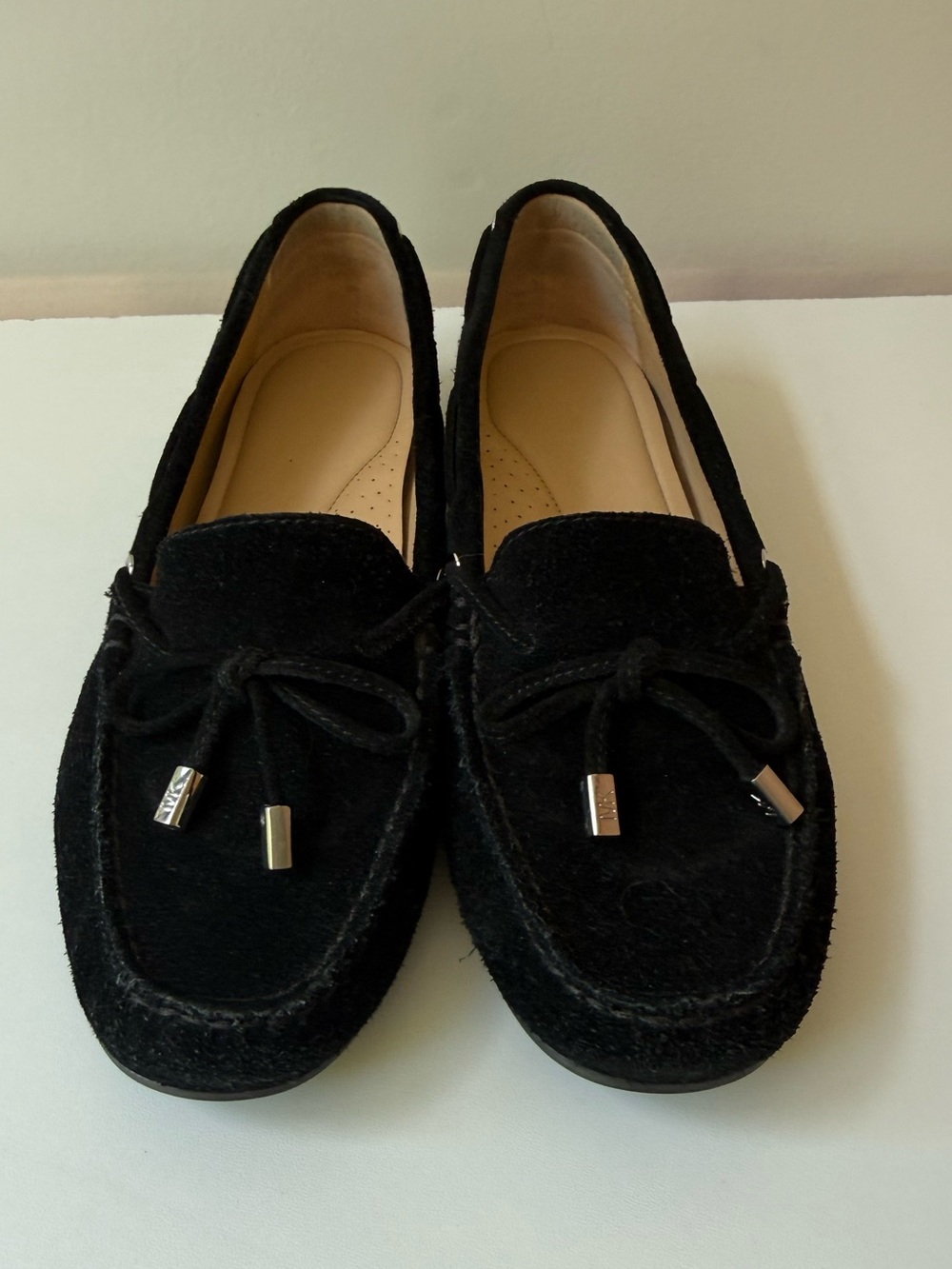 Michael Kors Black Suede Bow Moccasin Loafers - Women